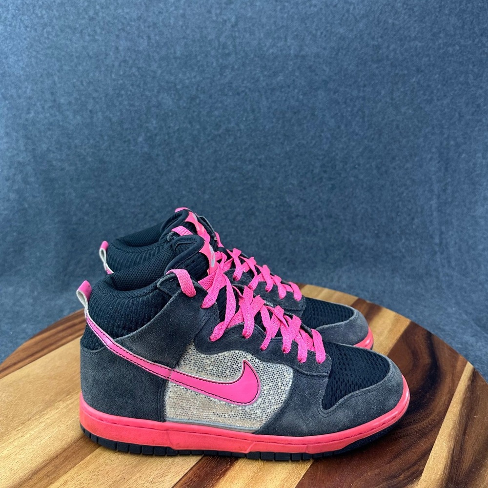 Nike Dunk High 6.0 Premium Pink Black Silver Sequin 454054-060 Women Size 7